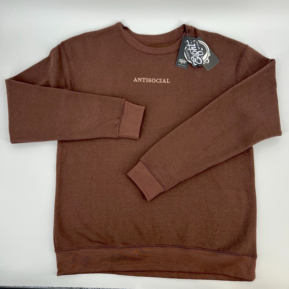 Eighty Eight Brand Sweatshirt Mens Large ANTISOCIAL Brown Long Sleeve NEW w/Tags